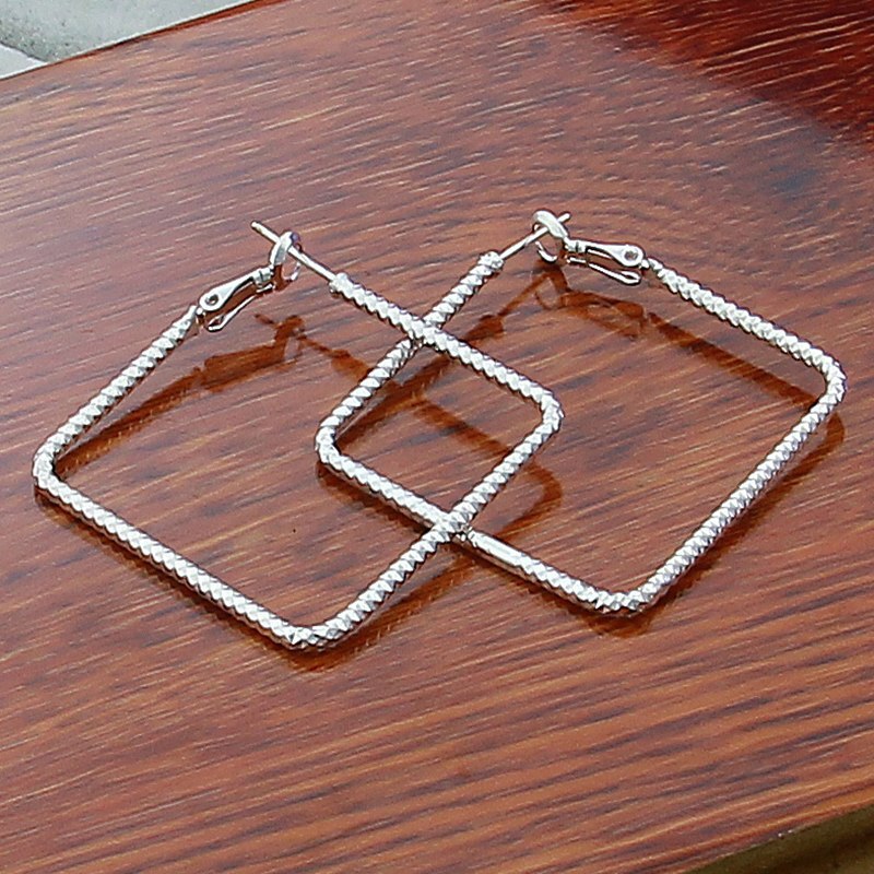 Nowa moda 925 srebro klasyczny kwadrat obręcz kolczyki dla kobiet biżuteria prezenty