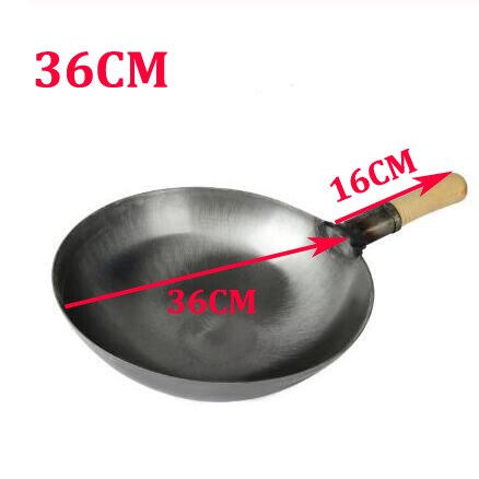 Houten Handvat Keuken Koken Pot 30/32/34/36 Gietijzeren Koekenpan Fornuis Universele Wok Restaurant Chef roerbak Speciale Wok Pan: Wooden handle 36cm