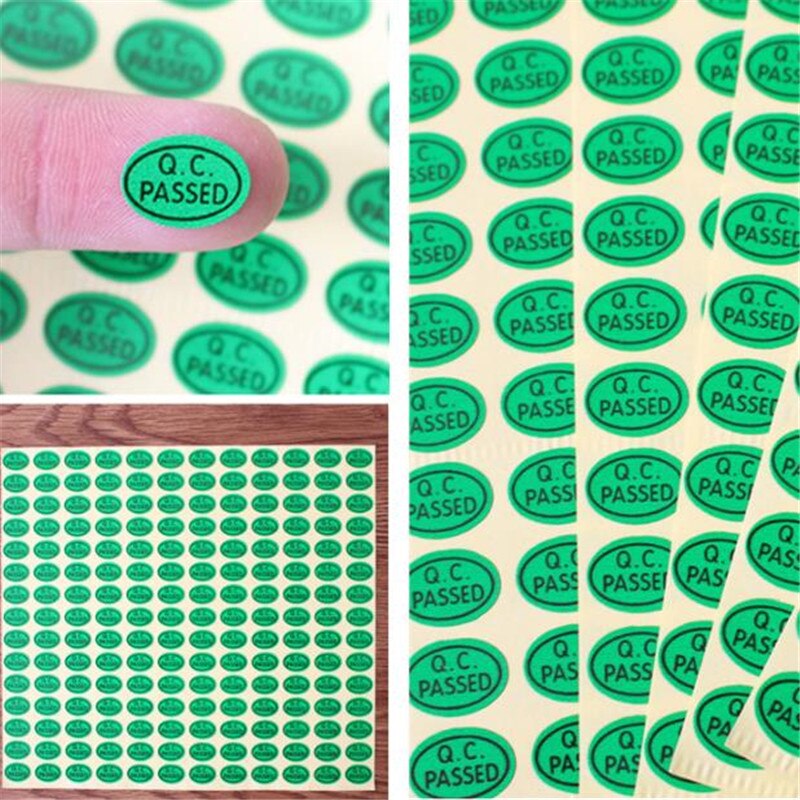 15 Sheets QC PASSED Label QC PASS Inspection Self-adhesive Trademark Pass Sticker Product Inspection Qualified: 9x13mm Green 2700pc