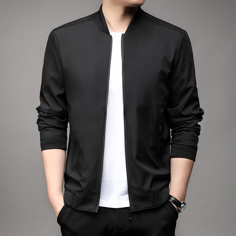 Men's High Spring Baseball Collar Business Casual Jacket Handsome Youth Coat Dad Jacket M-5XL: 4XL / black