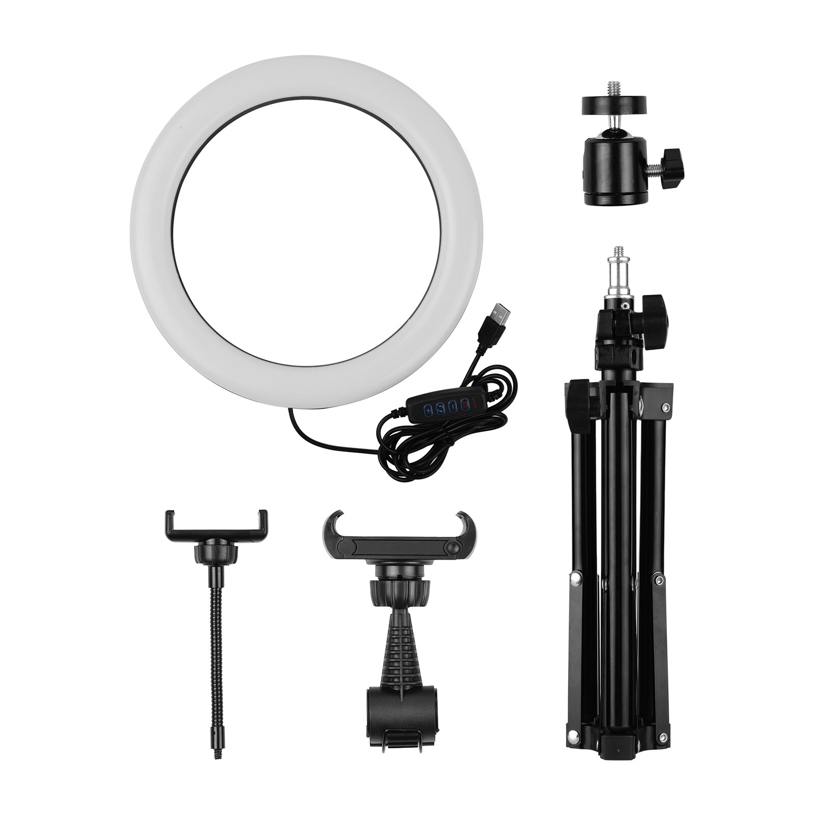 10 Inch LED Ring Light 3 Lighting Modes 10 Levels Brightness USB Powered for Live Video Recording Selfie Makeup LED Ring Light: 50cm Light Stand