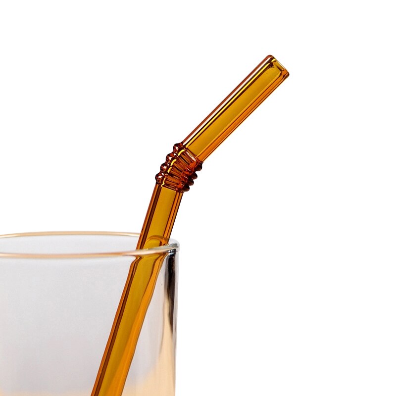Paja de beber de vidrio paja de colores vaso pajillas de alto borosilicato resistente al calor rectas curvadas: Y
