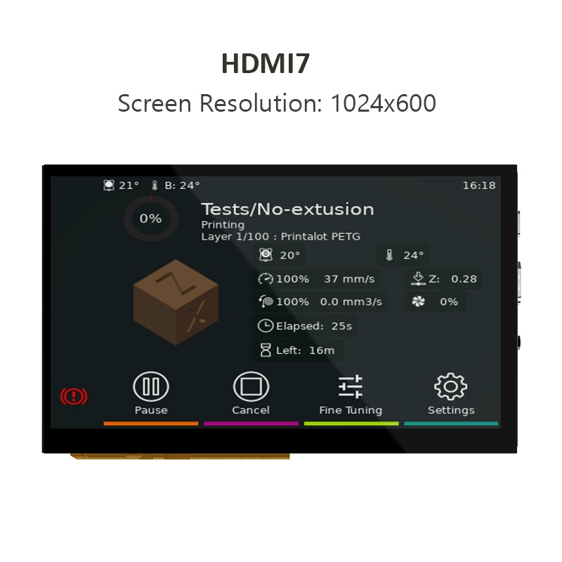 BIGTREETECH HDMI7 HDMI5 Touchscreen 7 '' 1024x600 HDMI IPS Display Capacitief voor Raspberry Pi4 Mini PC Monitor 3D Printer Onderdelen: WHITE