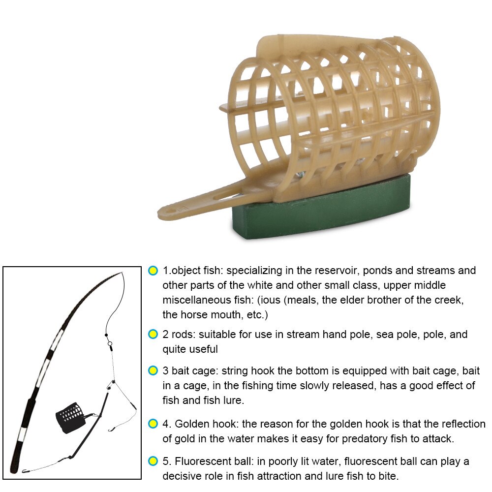 Fishing Groups 30/40/50/60/70/80g Single Jig Fish Hook Feeder Square And Cylindrical Metal Bait Cage Container