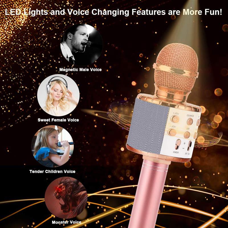 WS858 Portable Bluetooth Karaoke Microphone Wireless Speaker Home KTV Handheld Microphone