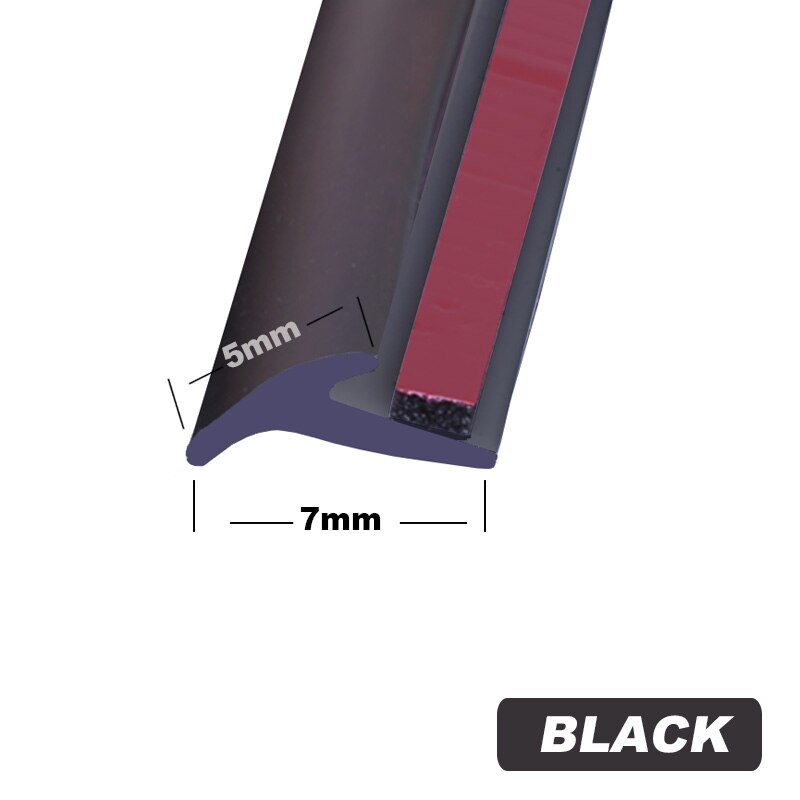 Universal auto gummipakninger stripe skrå t-type epdm bil gummi tetning weatherstrip kant trim front støtfanger leppe for bil: 2 meter svart 5mm