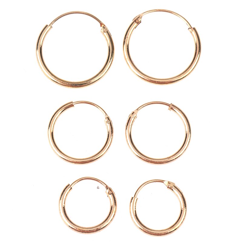 3 Paar/set Big Hoop Oorbellen Voor Vrouwen Eenvoudige Ronde Cirkel Oorbellen Hoops Oor Ringen Oorbellen Sieraden: Gold (3Pairs)