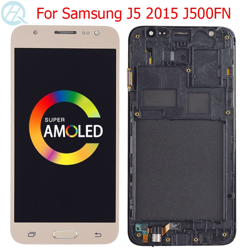 Originale J500FN AMOLED Per Samsung Galaxy J5 2015 LCD Con Telaio 5.0 "SM-J500F J500G J500M J500H J500FN Display Dello Schermo montaggio