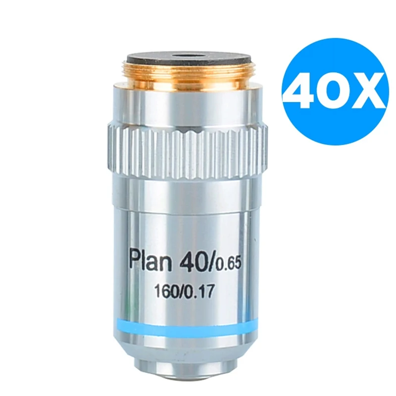 Microscope Plan Achromatic Objective Lens 4X 10X 20X 40X 100X Biological Metallurgical Microscope Objectives 20.2 RMS Thread: Blue
