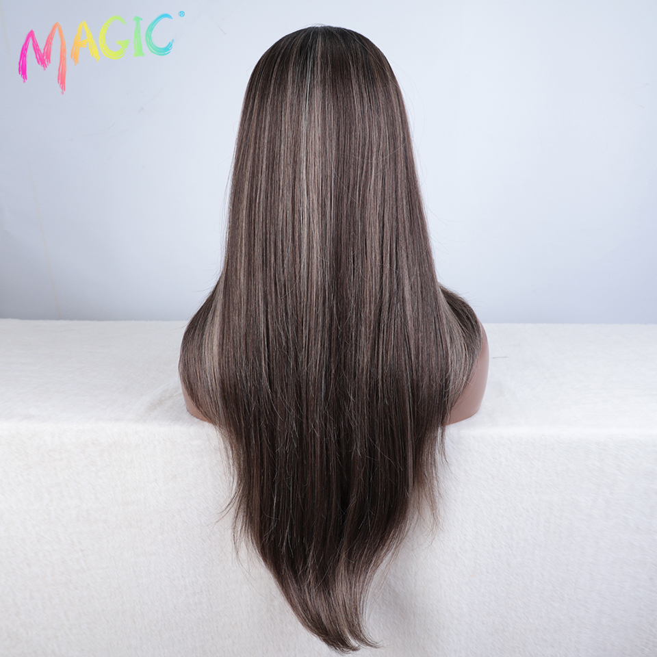 Magic Hair Synthetic Lace Front Wig Long straight 28 Inch Lace Wig Ombre Blonde Wig Heat Resistant Wigs For Women Lace Front Wig