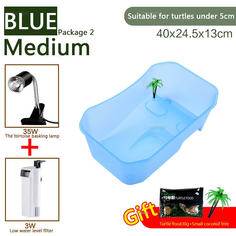 Small Plastic Open Fish Tank with Basking Platform House Incubator Box For Fry Isolation Hatchery Reptile Cage Turtle House: Blue Package2