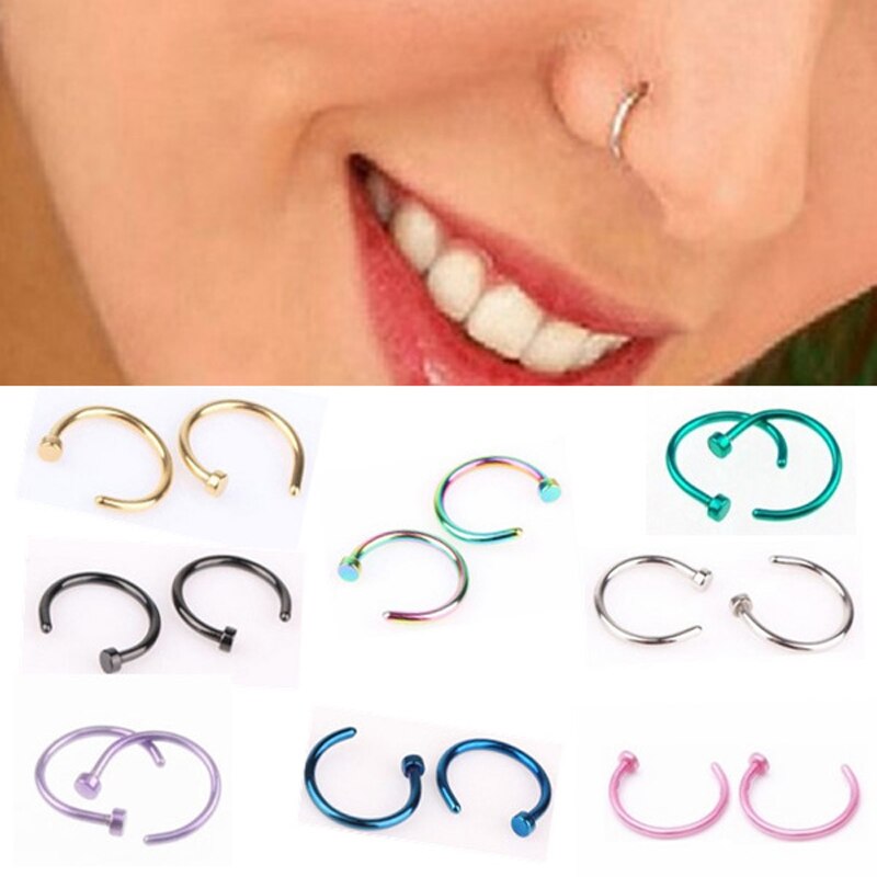 10 Pcs Medische Titanium Silver Hoop Neuspiercings Clip On Ear Lip Navel Piercing Nep Percing Sieraden Vrouwen pircings