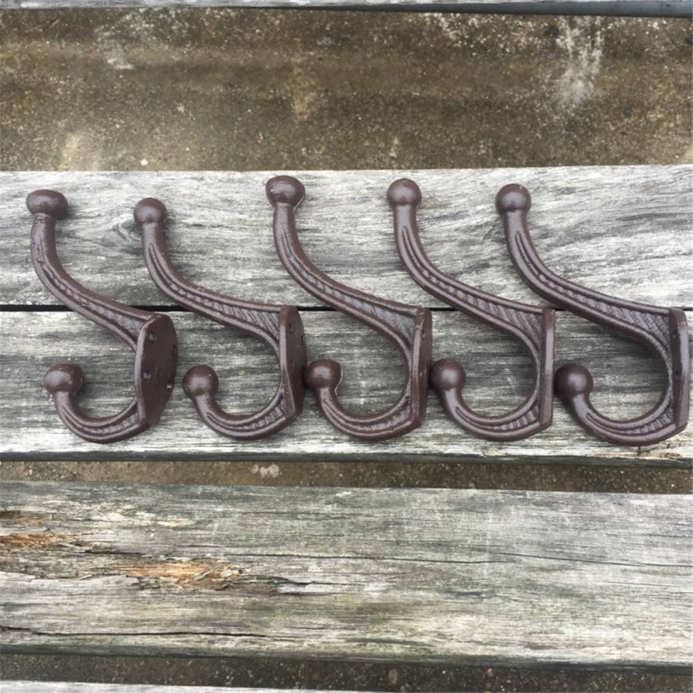 Vintage Style Cast Iron Wall Coat Hooks Hat Hook Hall Tree 4 1/2" Brown (One Piece)