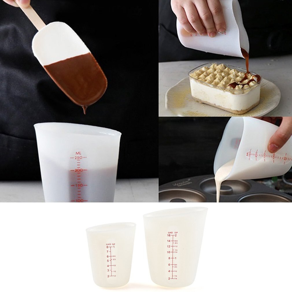 Visual Scale Cup Silicone Baking Measuring Cup High And Low Temperature Resistance Integrated Molding Food Grade