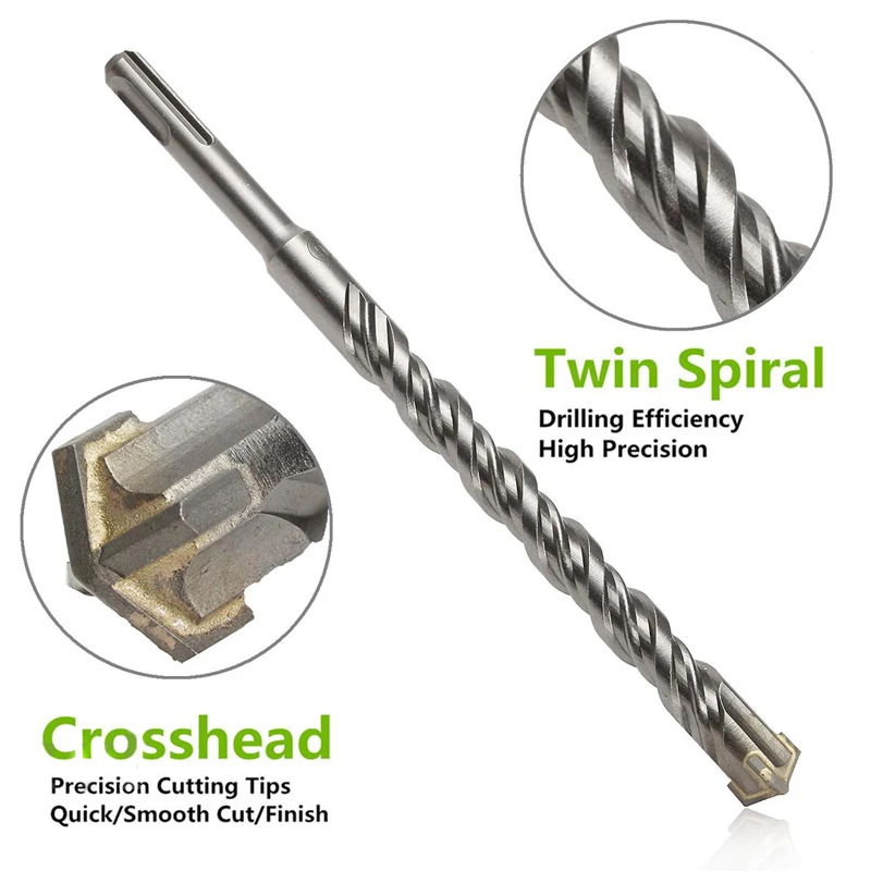 Brocas de martillo eléctrico de 160mm, 5/6/8/10/12/14/16mm, tipo cruzado, aleación de acero de tungsteno SDS Plus para mampostería, hormigón, roca, piedra