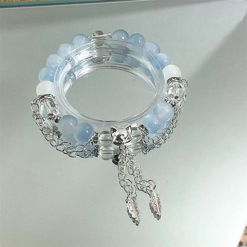 Simples verde pipoca pulseira de cristal para mulheres meninas coreano ins flor raposa pena borla pulseiras amizade jóias presentes: Estampagem a quente