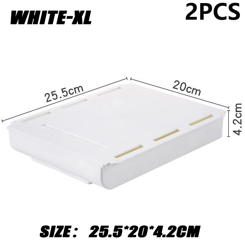 2pc Weiß Selbstklebende Lagerung Schublade Kasten machen-hoch Bleistift Tablett Schreibtisch Versteckte Unter Schreibtisch Stehen Selbst-klebe Unter-schublade Lagerung Kasten