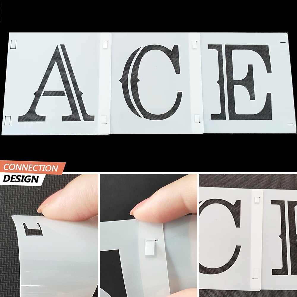 Plantilla para pintura con letras, plantillas con alfabeto para madera reutilizable, caligrafía de plástico, plantilla de letras, 36 Uds.