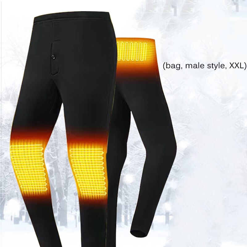 Ski extérieur Intelligent chauffé pantalons chauds hommes femmes USB couche de Base chauffante pantalon élastique isolé sous-vêtements chauffants noir