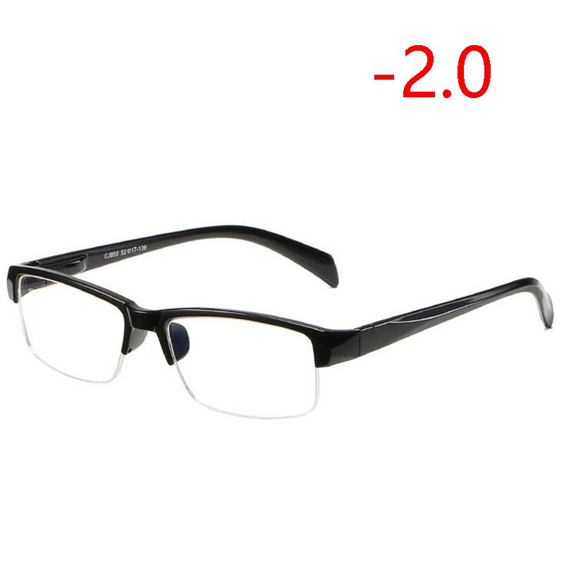 Myopia Glasses Finished Half Frame Clear Mirror Nearsighted Glasses Male -100 -150 -200 -250 -300 -350 -400: Myopia 200