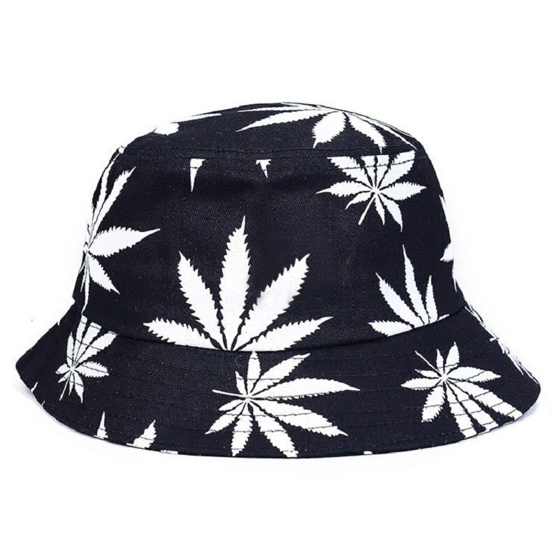 Unisex opvouwbare emmerhoed met esdoornbladerenprint, heren, slappe katoenen vissershoeden, bobkap, dames zomerzonbeschermingspetten