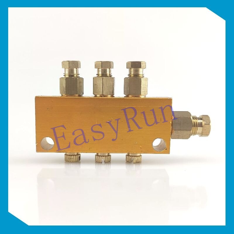 Details about Brass 3 Way Adjustable Lube Oil Grease Distributor Valve Manifold Block Centra