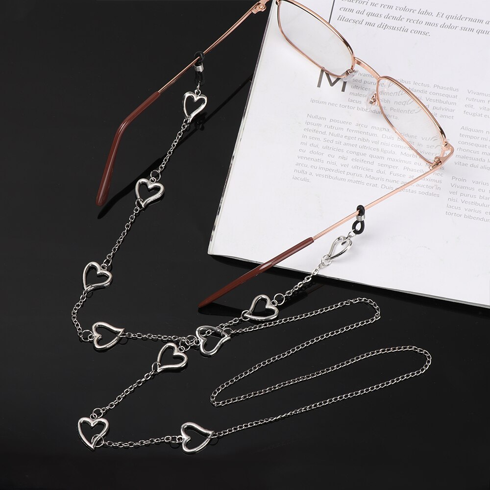 Lunettes antidérapantes à chaîne étoile lune | Vintage femmes hommes, lunettes lanière en métal, collier lunettes accessoires 1 pièce