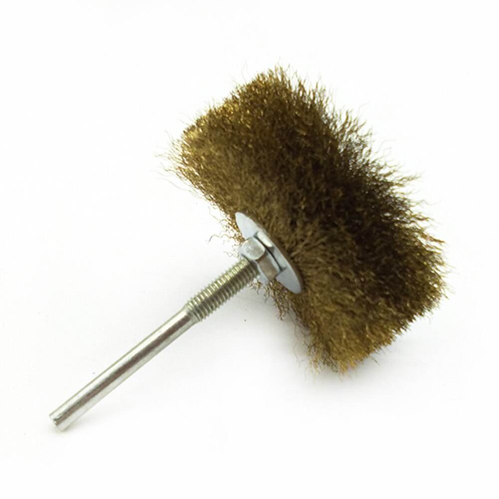 90mm Copper Plated Wire Wheel Brush 6.0mm Shank For Mini Drill Rotary Tools Suitable For Wood Carving, Nuclear Carving, Jewelry