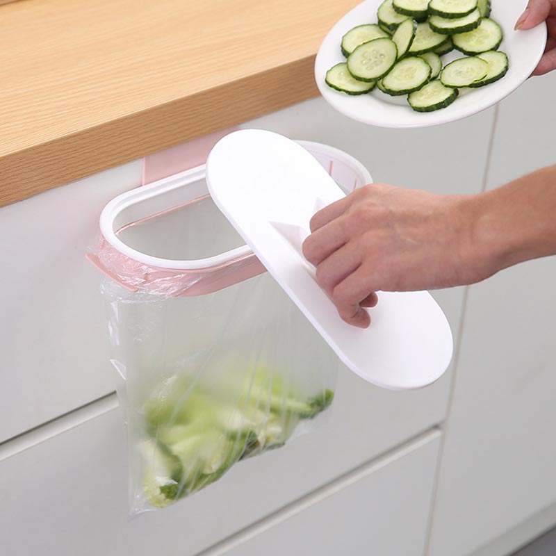 Vuilniszak Hanger Keuken Opknoping Krooshek Met Deksel Kastdeur Terug Plastic Vuilniszak Houder Draagbare Afval Bin Vuilnis rack