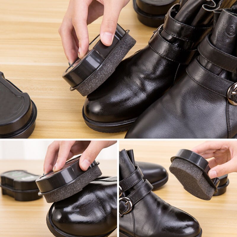 1 stk sko gnide sorte sko rengøringsbørste bærbar multifunktion dobbeltsidet rengøringsværktøj til hjemmet lædersko polsk svamp