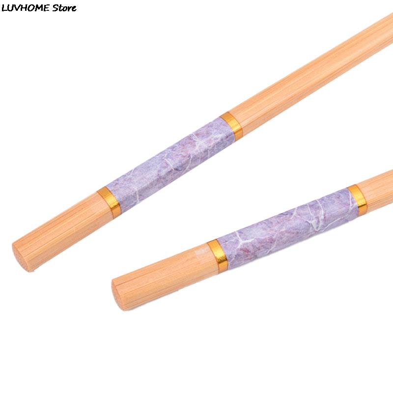 1 paio di bacchette impostato marmorizzazione antiscivolo stile cinese Sushi bacchette di riso in legno di bambù stoviglie da cucina impostato regalo