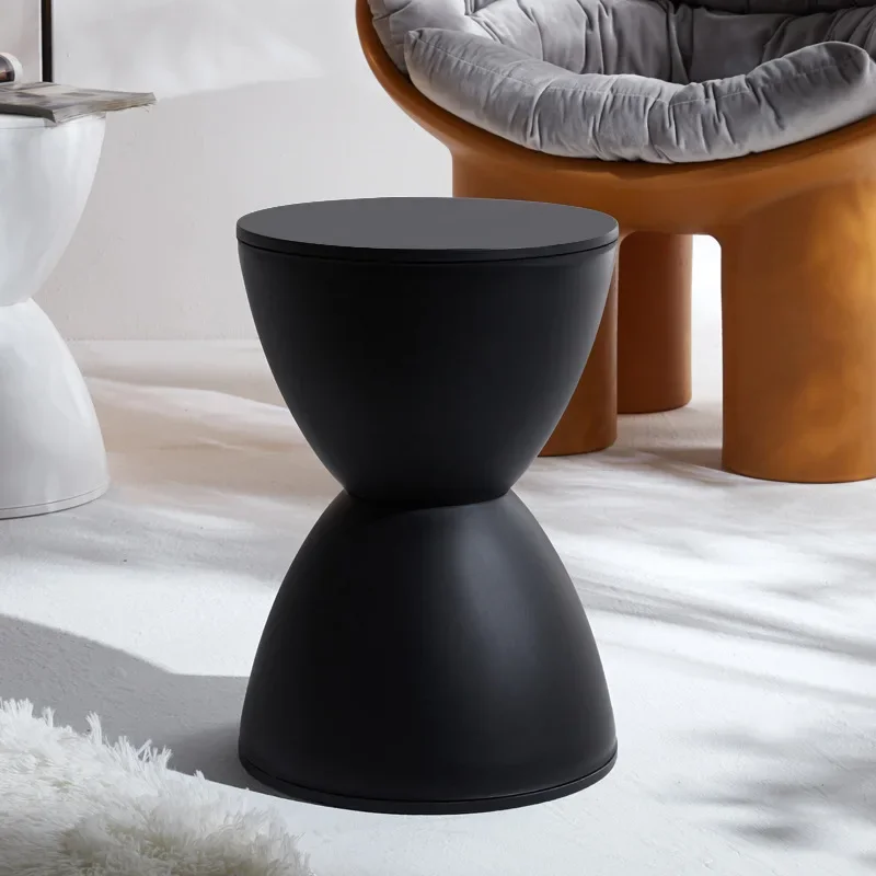 Taburete nórdico redondo para sala de estar, moderno, informal, Simple, grueso, bajo para el hogar, taburete de Príncipe, zapato , reloj de arena, apartamento, barbacoa: Castaño
