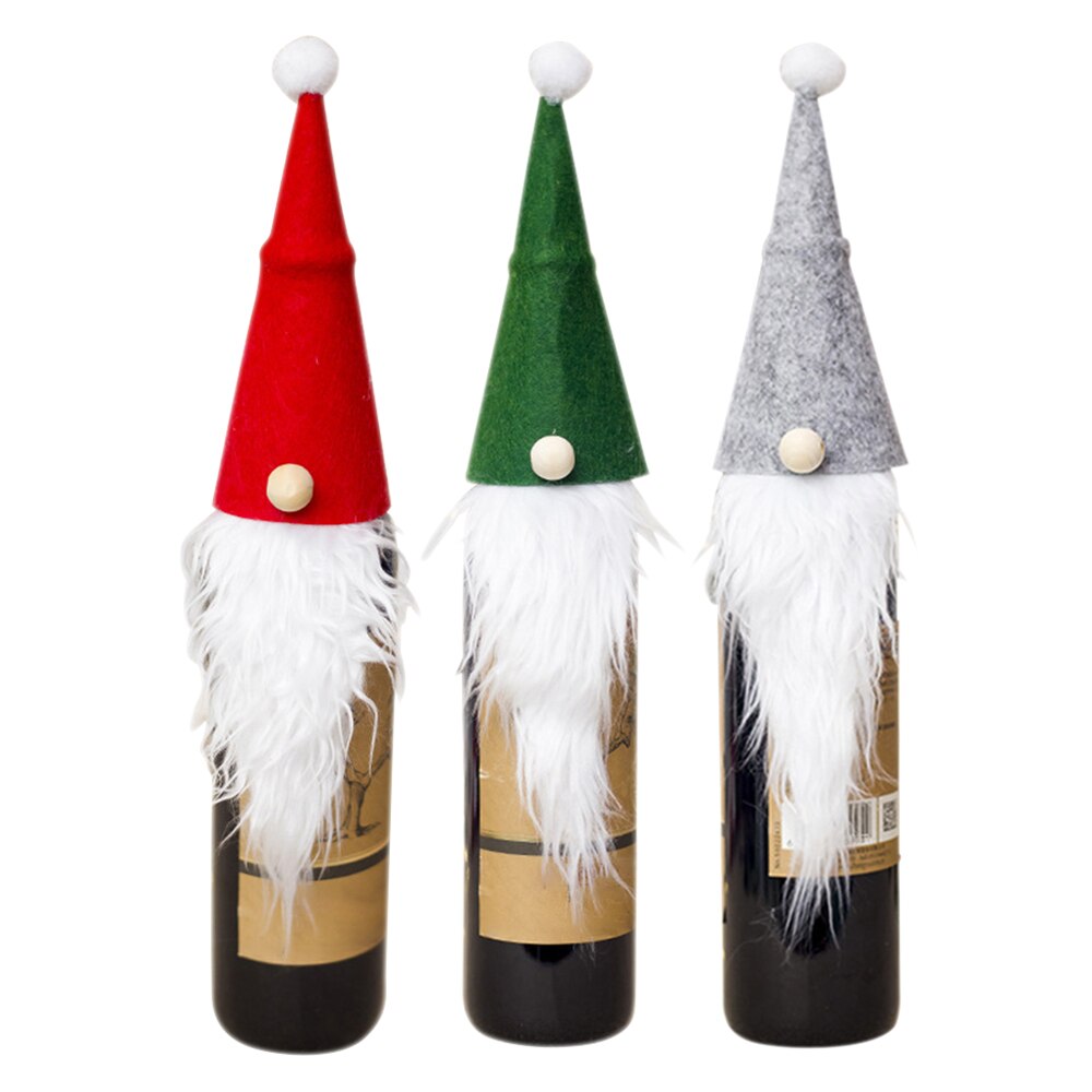 1pc Santa Claus Doll Wine Bottle Set Decoration Xmas Bottle Cap Xmas Decor Ornaments Christmas Wool Christmas Wine Bottle Cover