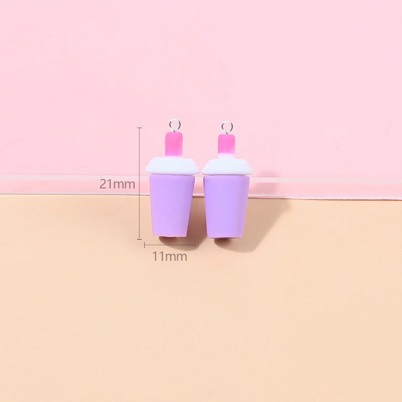 10 stück 3d -tassen-anhänger für schmuckherstellung, niedliche flaschenanhänger, aufnäihr, diy-ohrringe  c875 halsketten-accessoires, puppenhaus #39: Mit haken lila