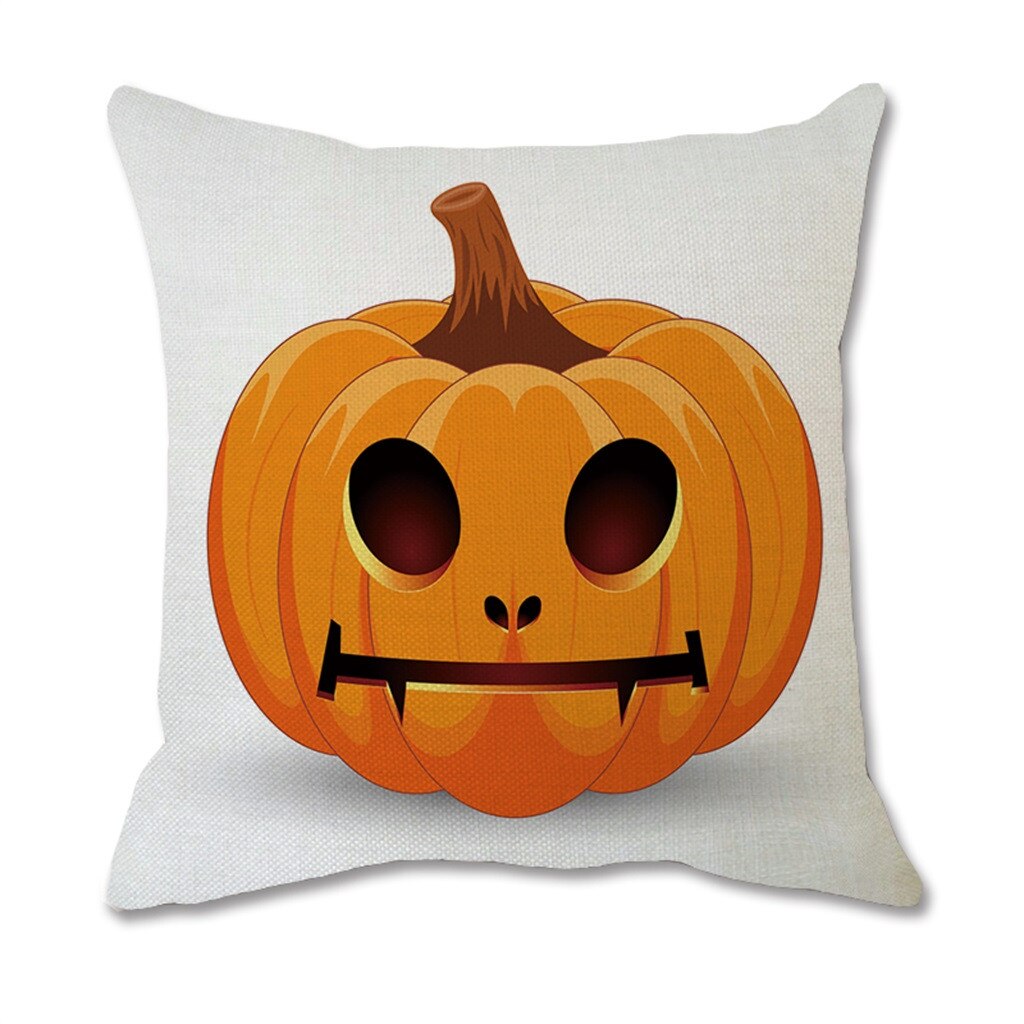 Halloween Pompoen Uitdrukking Afdrukken Katoen Zachte Linnen Wit Sierkussen Case Kussenhoes Thuis Woonkamer Sofa Decoratie