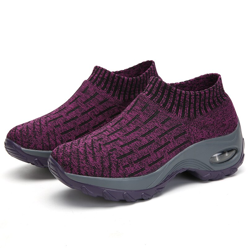 Adisputent Plattform Turnschuhe Schuhe Atmungsaktiv Fitness Schuhe Frauen Höhe Zunehmende Damen Wanderschuhe Plus Größe 36-42: Purple / 8.5