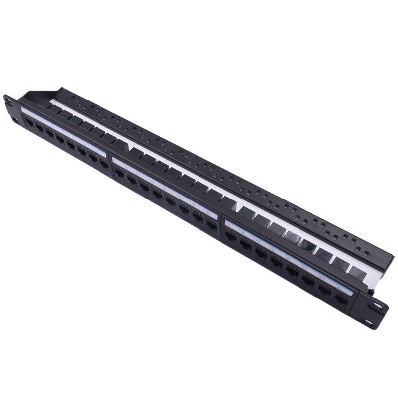 1U Cabinet Pass-Through 24 Port CAT6 Patch Panel RJ45 Connector Network Cable Adapter Keystone Jack Frame