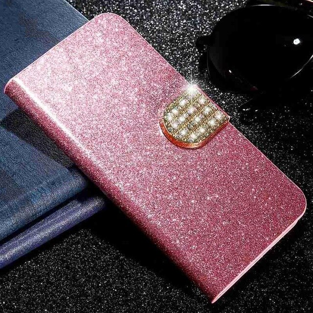 Case For TCL 30 SE Leather Wallet Flip Cover Vintage Magnet Phone Case For TCL 30 SE Coque: Pink with Diamond