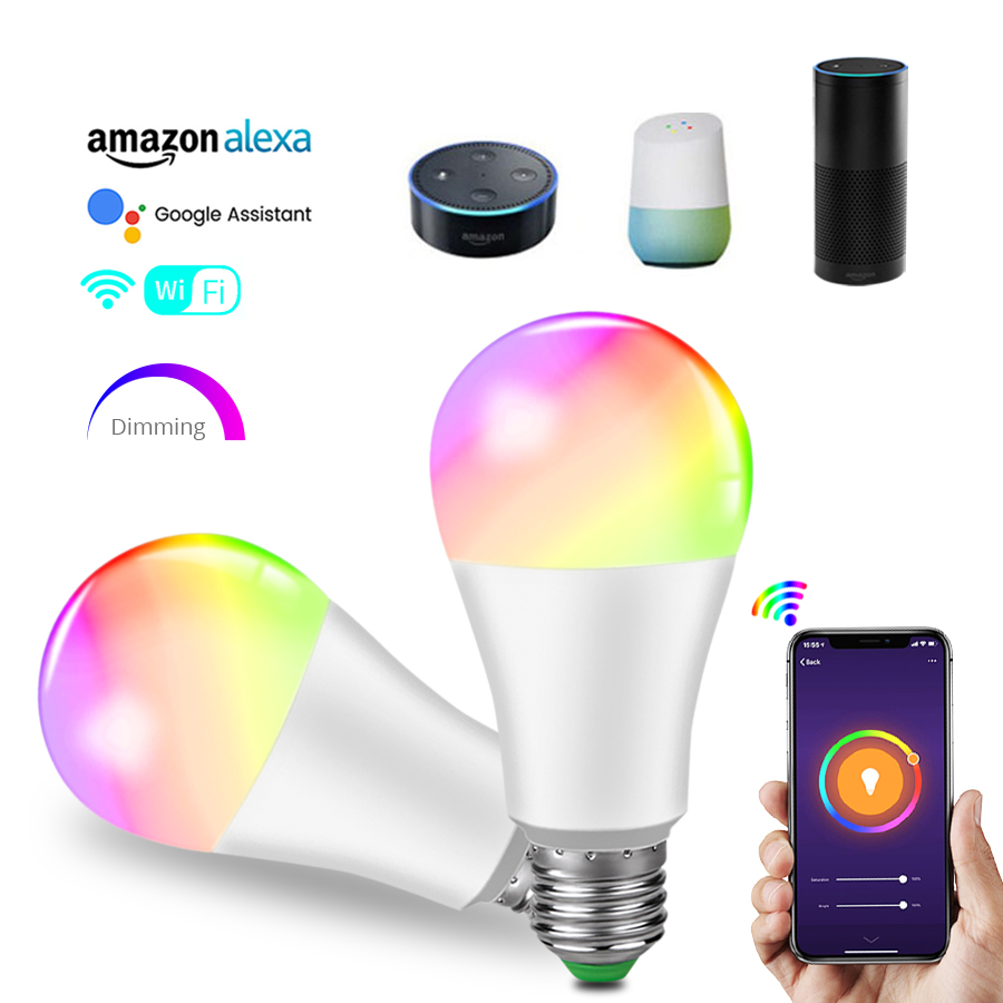 E27 85-265V LED Lamp RGB 15W Wifi APP Control Smart Bulb 5W 10W RGBW RGBWW LED bulb IR Remote Control Home Lighting лампочки