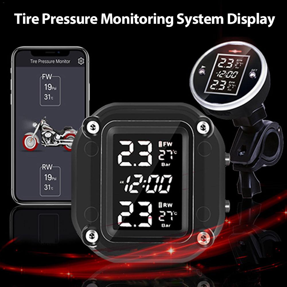 Motorcycle TPMS Tire Pressure Monitoring System Waterproof Digital LCD Display Auto Security Alarm Systems Tyre Pressure
