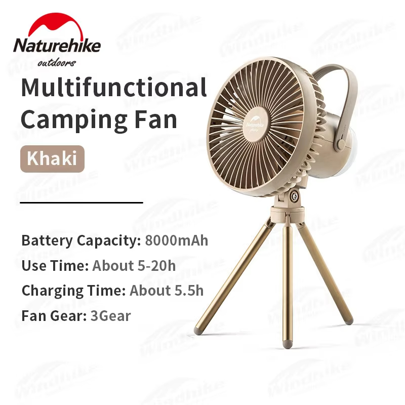 Naturehike campingventilator ultralet sommerlampetilbehør multifunktionel genopladelig stativ stående telt loftventilatorlampe: Grøn