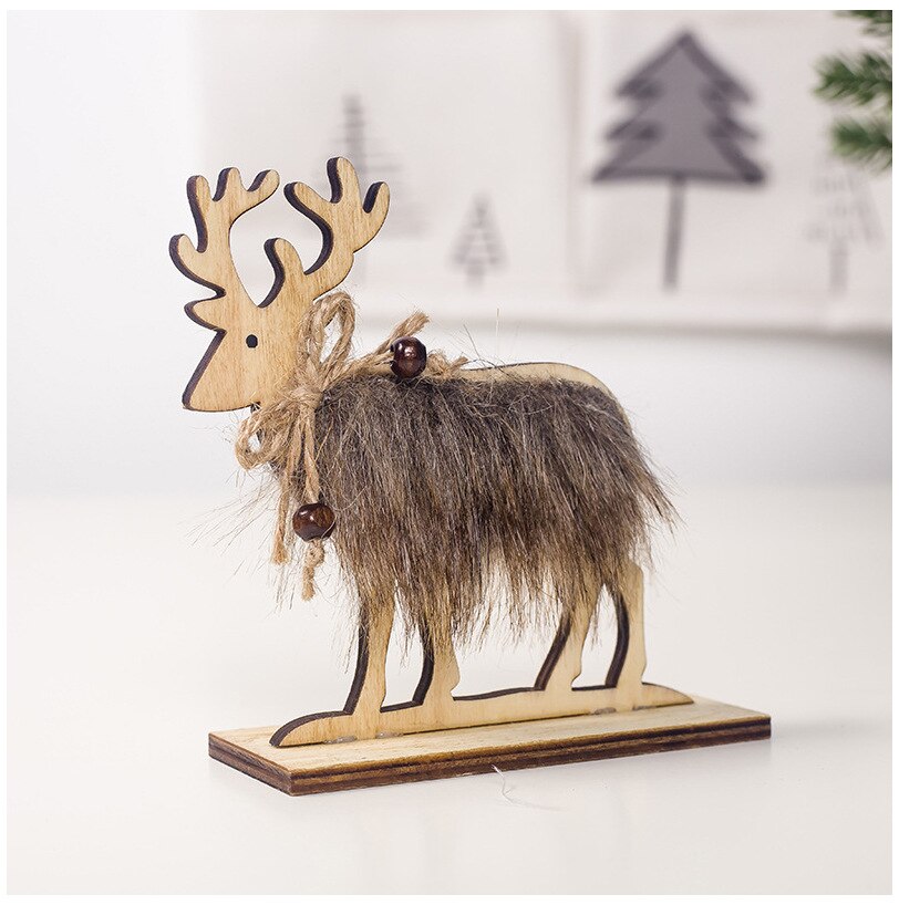 3 Maten Kerst Herten Houten Xmas Tree Harige Elanden Hangers Ornamenten Voor Home Christmas Party Decoratie Benodigdheden L