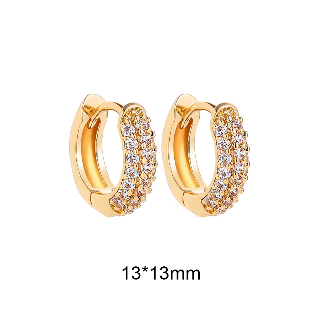 Kleine Geometrische Ronde Circlehoop Oorbellen Voor Vrouwen Clear Cz Zirconia Crystal Huggie Oorbel Oor Gesp Goud Koper Sieraden: 13x13mm