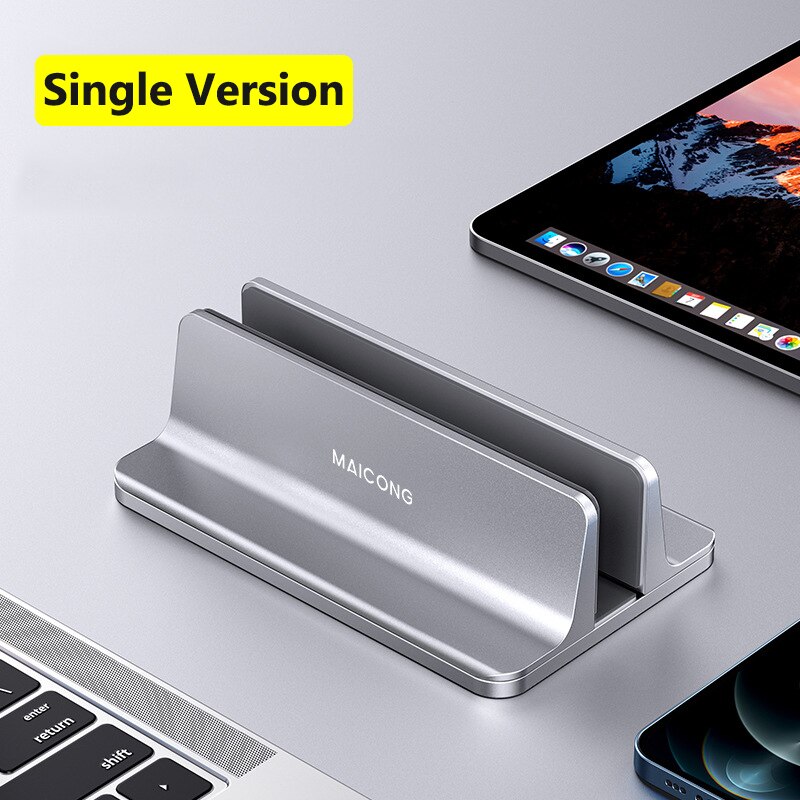 Verticale Laptop Stand Aluminium Draagbare Notebook Mount Ondersteuning Base Verstelbare Voor Macbook Pro Air Boek Houder Ipad Stand: single version