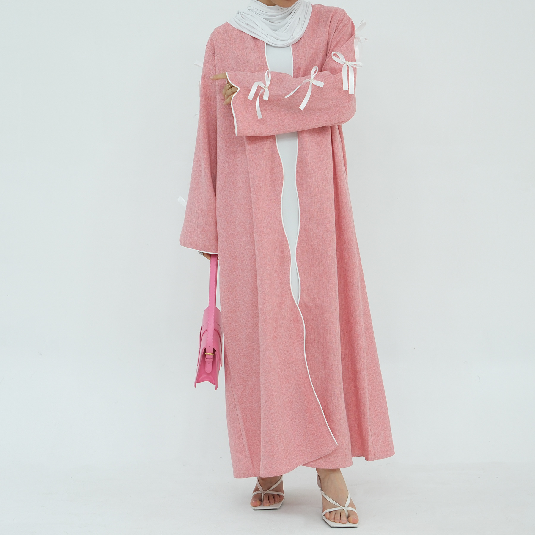 Vestido largo árabe de Ramadán para mujer, Abaya musulmana, Vestidos de con lazo, Jalabiya, Marruecos, Arabia Saudita, Dubai, caftán islámico, Eid Abayas
