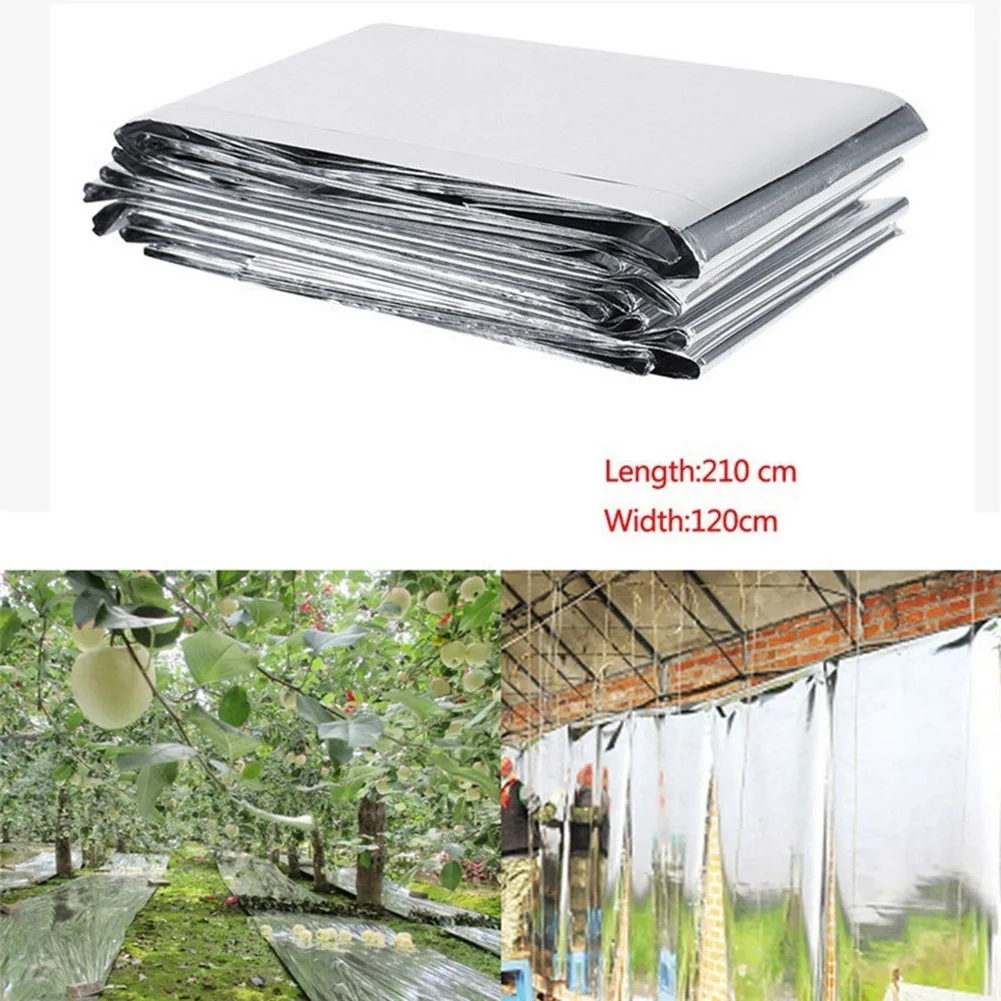 1-10 sztuk srebrne mylarowe folie odblaskowe 210x120cm szklarni ogrodowe pokrywające arkusze foliowe do zwiększania wzrostu roślin