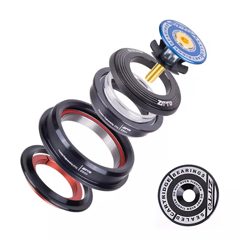 ZTTO Bicycle Headset 4444T MTB 44mm ZS44 EC44 CNC 1 1/8"-1 1/2" Straight Tube Frame to Tapered Tube Fork 1.5 Adapter Headset: blue