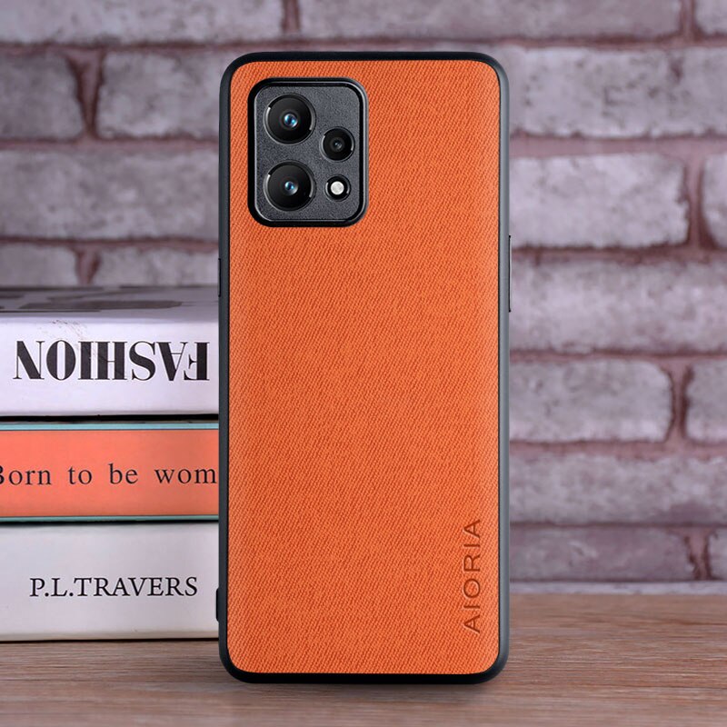 Case for OPPO Realme 9 Pro Plus Realme 9i coque Luxury textile Leather soft hard phone cover for oppo realme 9 pro case funda: Realme 9i / Orange