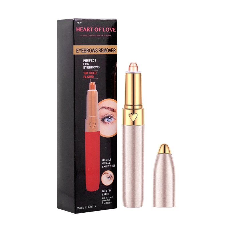Depiladora eléctrica de cejas indolora para mujeres, Mini máquina de afeitar, máquinas de afeitar, eliminador de vello Facial portátil: Pink