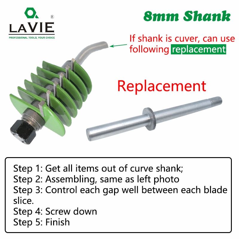 LAVIE 1pc 8mm Shank Brand 2 Teeth Adjustable Finger Joint Router Bit Tenon Cutter Industrial Grade for Wood Tool MC02036